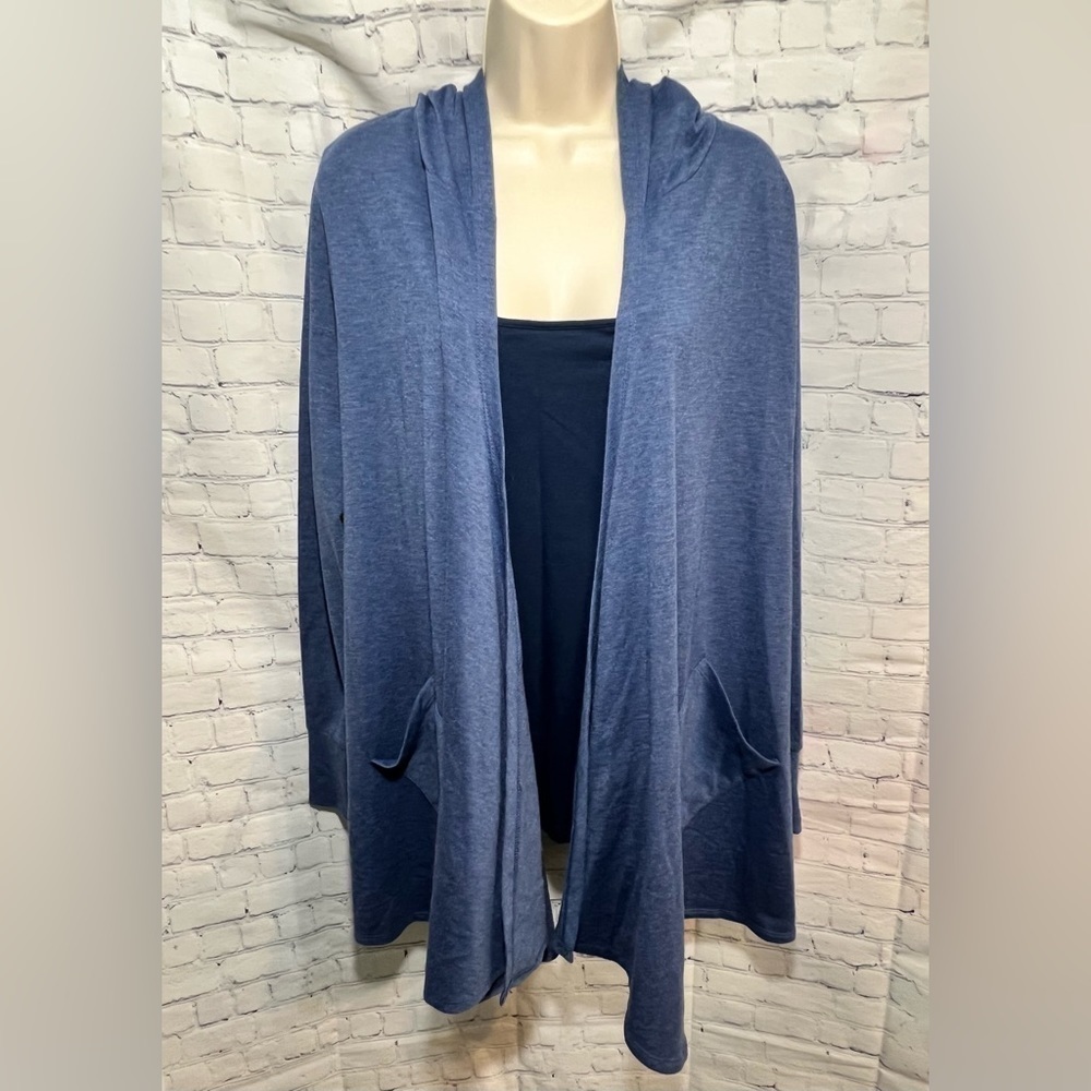 VERVE Ami Hooded Open Front Cardigan Blue Size XL